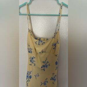 Hollister Women’s Open Back Yellow and Blue Floral Maxi Dress - Size XS